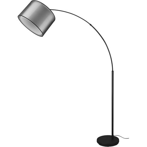 Trio Rio, Lampe De Table, Burton 1xe14, Max.28,0 W Organza, Fumé, Corps: Métal, Noir Mat Ø:12,5cm, H:28,5cm Interrupteur De Cordon,Ip20,Sans Illuminant.[G914]