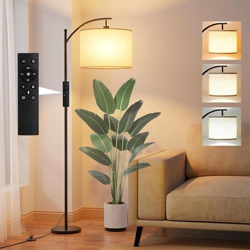 Floor Lamp Living Room With Remote Control, Modern Floor Lamp Arch Lamp With 3 Colour Changes, Continuous Brightness, Dimmable Led Floor Lamp With Foot Switch.[G880]
