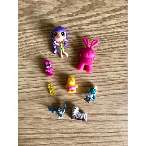 Lot 8 Figurines Diverses Et Variées En L¿État Steekiz Lidl Kawaii Crush Atomicron Chien Ours Lapin Schtroumpfette 