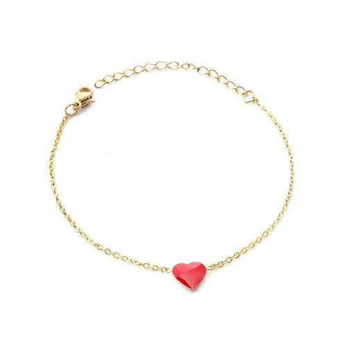 Luxusteel-Bracelets D'amitié En Acier Inoxydable, Cadeau D'amoureux, C¿Ur Rouge, Bracelet À Maillons Pour Femme, Document En Or