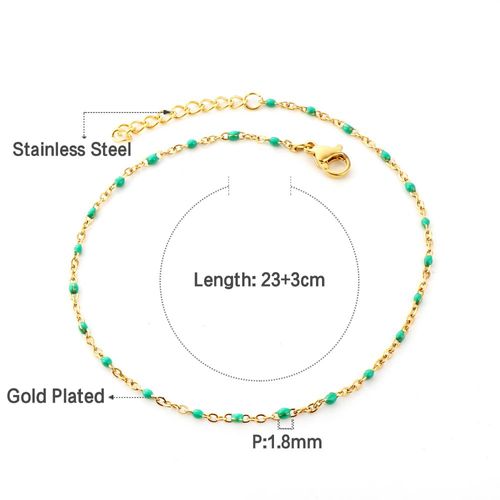 Luxusteel-Bracelet De Cheville En Acier Inoxydable Pour Femme, Bijoux De Corps, Style Bohème, Vert, Bleu, Jaune, Perles, Rinçage D'été, Cadeaux Pour Fille