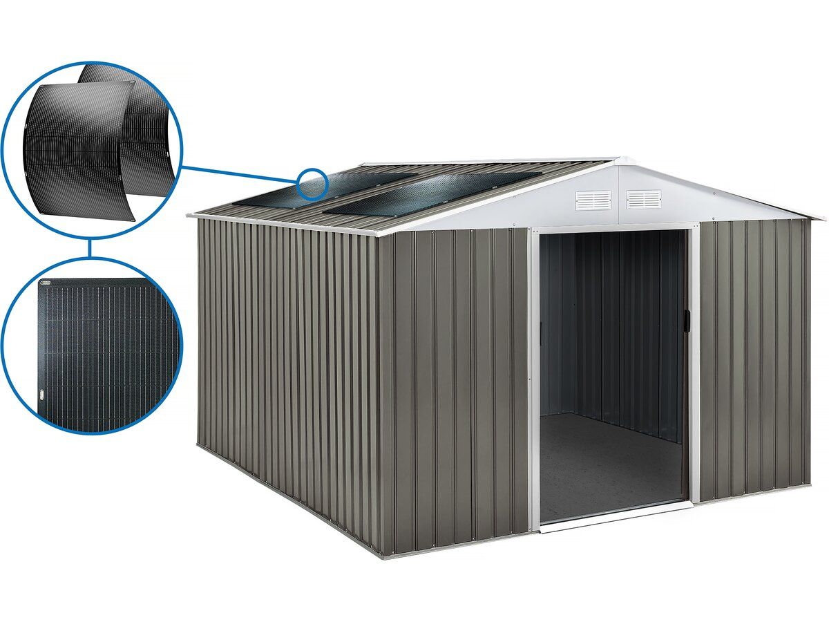 Abri Jardin Métal 'dallas' - 15.16m² Avec Panneau Solaire