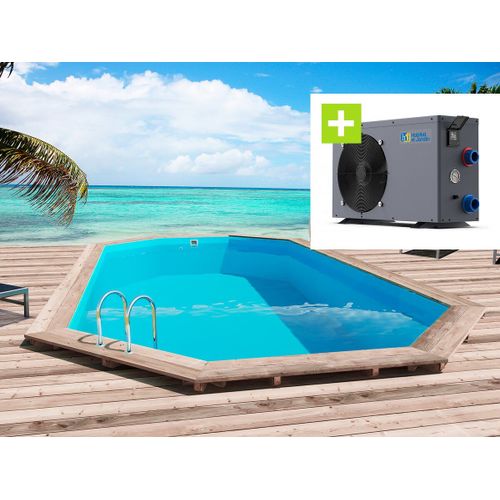 Piscine bois "Sao Paulo" - 6.57 x 4.07 x 1.20 m + Pompe à chaleur - Puissance 6.1 kW