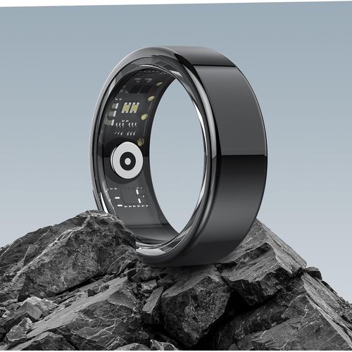 Bague Connectée Homme Femme,Smart Ring Surveillance Du Sommeil/Fréquence Cardiaque/Spo2,100+Modes Sportifs Ip68 Étanche Smartrings Trackers D'activité Podomètre Android Ios,Taille 8,Noir