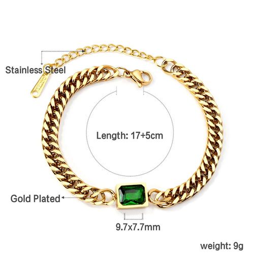 Luxusteel-Bracelets En Acier Inoxydable Pour Femme, Oeil Vert Noir Et Blanc, Bracelet En Pierre De Cristal, Élégant, Cubique, Contre-Indiqué