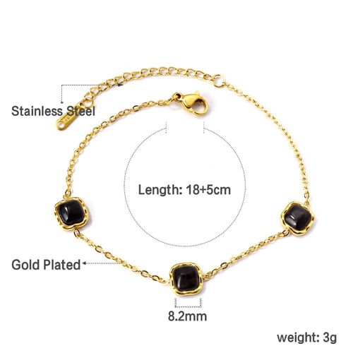 Luxusteel-Bracelets En Acier Inoxydable Pour Femme, Oeil Vert Noir Et Blanc, Bracelet En Pierre De Cristal, Élégant, Cubique, Contre-Indiqué