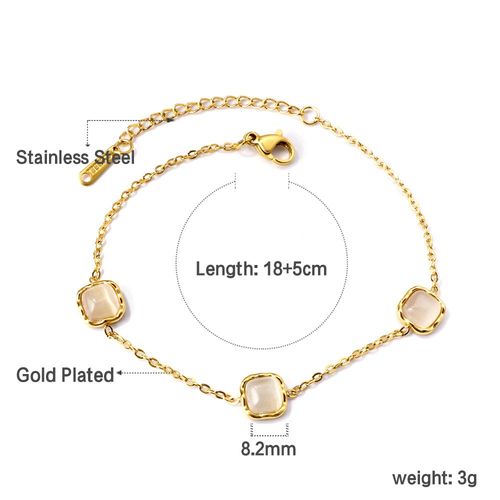 Luxusteel-Bracelets En Acier Inoxydable Pour Femme, Oeil Vert Noir Et Blanc, Bracelet En Pierre De Cristal, Élégant, Cubique, Contre-Indiqué