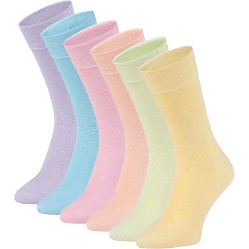 Zooksy Pack 6 Paires Chaussettes Longues Coton Confortables Taille: 36-40 Pastel Box