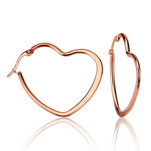 Luxusteel-Boucles D'oreilles En Acier Inoxydable Pour Femme, Bijoux En Forme De C¿Ur, Or Rose, Ne Se Décolore Pas, Vente En Gros, 25mm, 35mm, 45mm