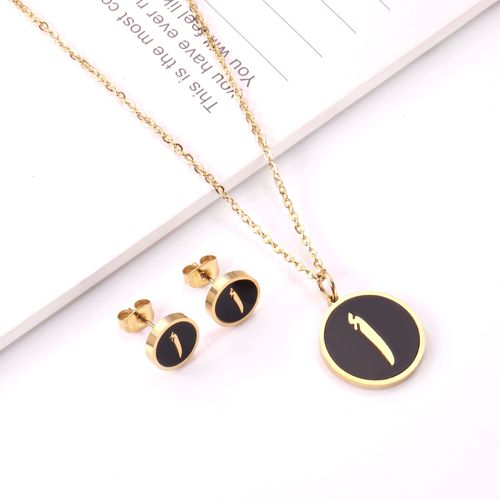Luxusteel-Collier Pendentif Lettres Arabes En Acier Inoxydable, Incontinuité, En Or Noir, Coquille De Document, Fête Ami