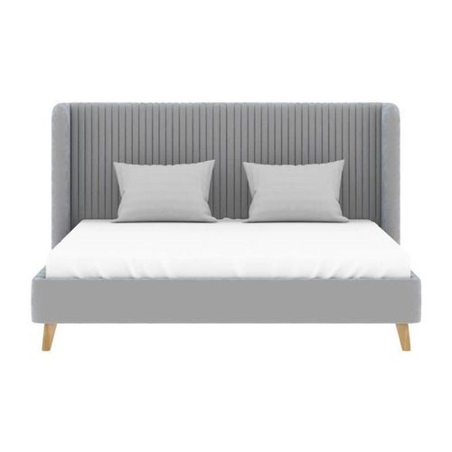 Lit Adulte Remsen - 140 X 190 Cm - Sommier Inclus - Gris Foncé