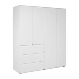 Armoire - Image 60c - Décor Blanc - 4 Portes, 2 Tiroirs - 160 X 55 X 191 Cm