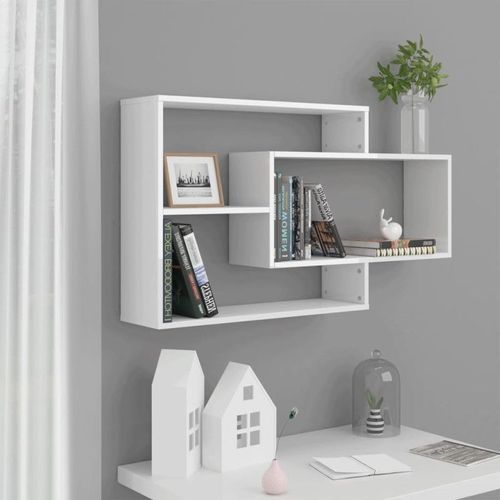 Vidaxl Étagères Murales, Organisateur De Maison Suspendu, Meuble De Rangement Salon Salle De Séjour, Blanc Brillant Bois D?Ingénierie