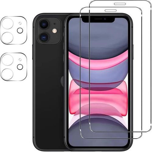 Pour Iphone 11 (6.1'') - 2 Verres Pour Écran Et 2 Verres Pour Objectif, Verre Trempé Résistant Anti Choc Novago