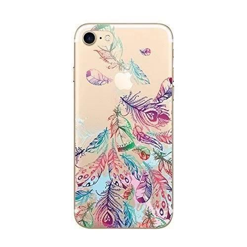 Coque - Apple - Iphone 7 - Gel Souple - Plumes Colorées - Protection Maximale