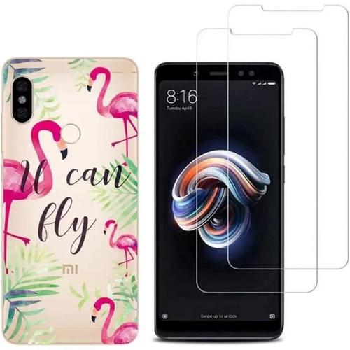 Coque Fantaisie Pour Xiaomi Redmi Note 5 Et 2 Protections Écran Verre Trempé [Flamant Rose]