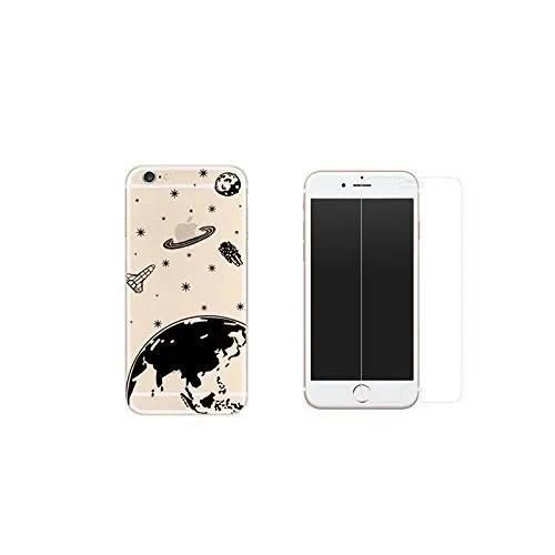 Iphone 8 , Iphone 7 - Combo 1 Coque Gel Transparente Solide Anti Choc +1 Film En Verre Trempé Résistant (Espace)