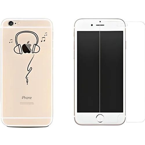 Iphone 8, Iphone 7 - Combo 1 Coque Gel Transparente Solide Anti Choc + 1 Film En Verre Trempé Résistant (Casque 2)