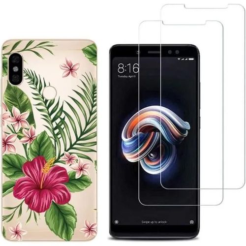 Coque Fantaisie Pour Xiaomi Redmi Note 5 Et 2 Protections Écran Verre Trempé [Fleur Exotique]