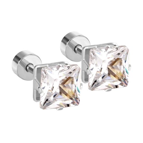 Luxsteel ? Boucles D'oreilles En Cristal En Forme De C¿Ur Pour Femme Et Homme, Bijoux De Piercing, En Acier Inoxydable, En Forme D'étoile, Carré, Rond, Triangle, Cz, 6mm