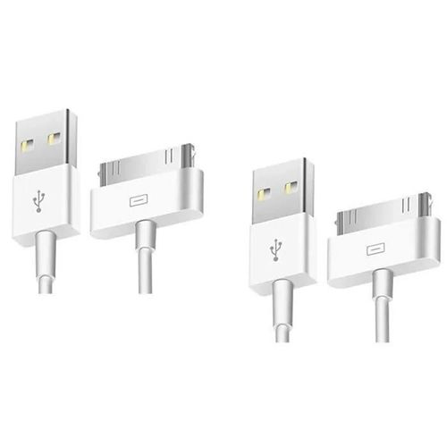 Lot De 2 Câbles (1 Metre + 2 Metre) De Recharge Compatible Avec Iphone 3, Iphone 4, Iphone 4s, Ipad, Ipad 2,Ipad 3, Ipod Nano 1-2-3