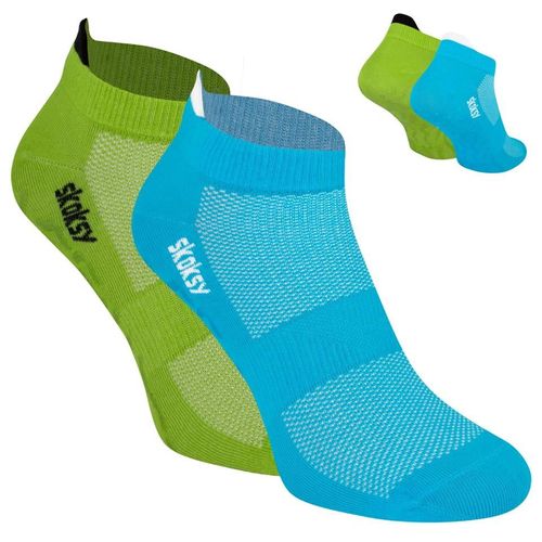 Zooksy Pack 2 Paires Chaussettes Antid¿Rapantes Yoga Pilates Semelle De S¿Curit¿ 36-40 Vert Bleu