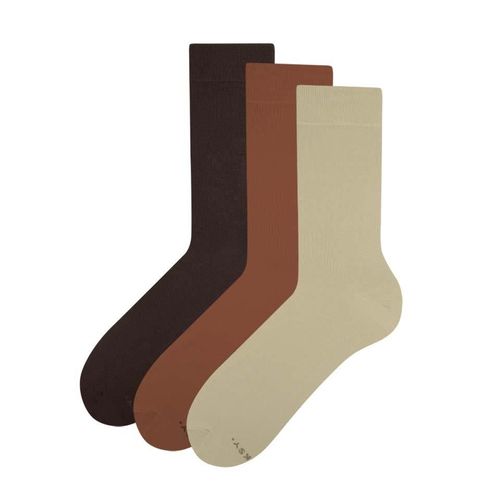 Zooksy Pack 3 Paires Chaussettes Longues Coton Confortables 36-40 Beige Rouge Marron