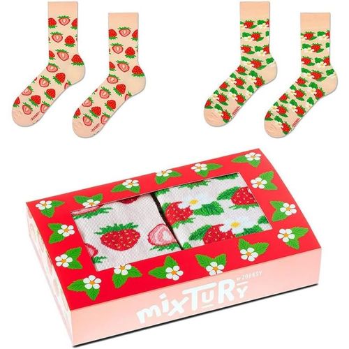 Zooksy Bo¿Te Cadeau 2 Paires Chaussettes D'¿T¿ Mixtury Longues Coton Fraise 36-40