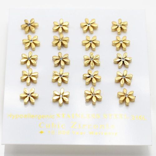 Luxsteel ? 10 Paires De Boucles D'oreilles Délicates En Acier Inoxydable, Couleur Or, Petit Cristal Scintillant, Fleur, C¿Ur, Piercing D'oreille Pour Femmes