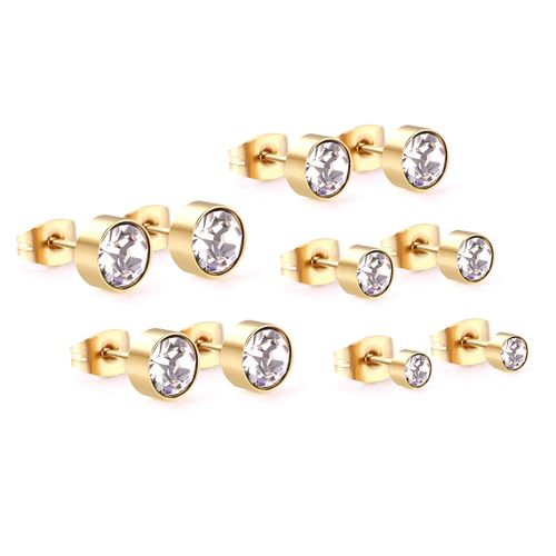 Luxusteel-Ensemble De Boucles D'oreilles En Acier Inoxydable Pour Homme Et Femme, Clous En Métal, Noir, Rose, Or, 5 Paires