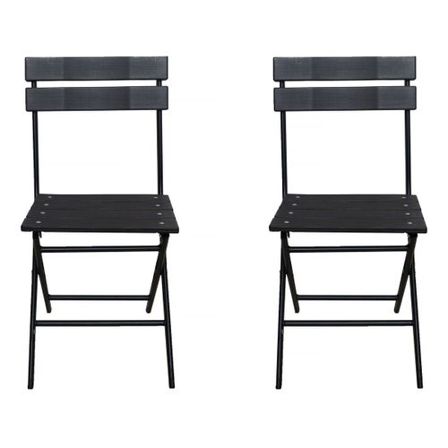 Habitat Et Jardin Lot De 2 Chaises De Jardin Pliable En Plastique Tenerife - Gris Anthracite