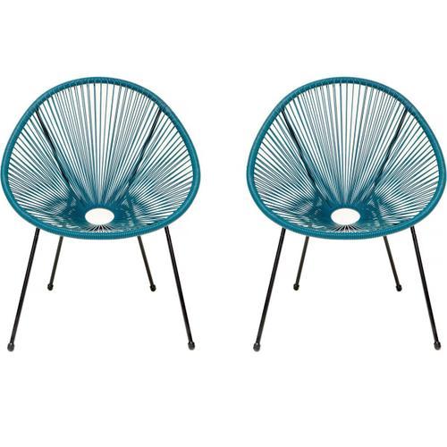 Lot De 2 Fauteuils De Jardin Ania - Bleu Clair