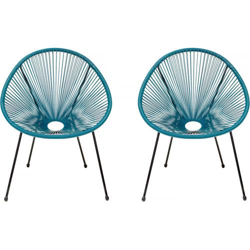 Lot De 2 Fauteuils De Jardin 'ania' - Bleu Foncé