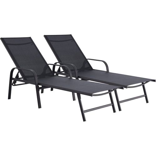 Lot De 2 Bains De Soleil En Métal 'farniente' - Noir