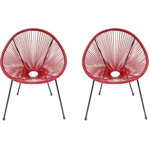 Lot De 2 Fauteuils De Jardin 'ania' - Rouge Vin