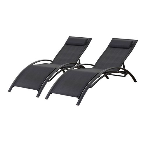 Lot De 2 Bains De Soleil En Aluminium Beauty 'phoenix' Noir