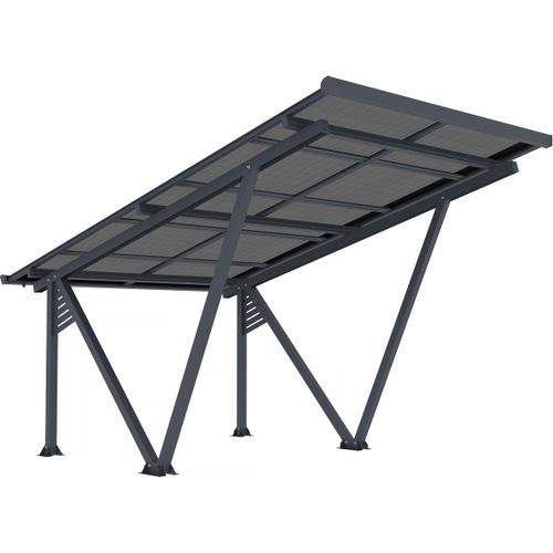Carport Solaire Avec Panneaux Photovoltaïques - 366 X 575 X 366 Cm - Gris - 4,1 Kw