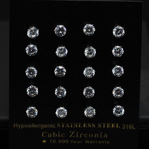 Boucles D'oreilles En Cristal Plaqué Argent Pour Femmes, 10 Paires, En Acier Inoxydable, Zircone Cubique Ronde, Cadeau Fin Pour Filles, 3-10mm