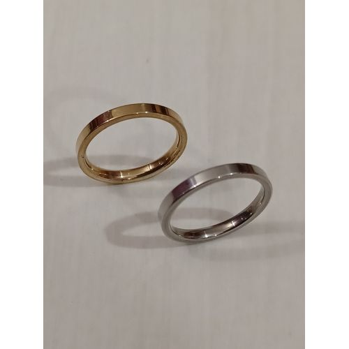 Bagues En Acier Inoxydable,Double Anneau Simple Argenté Et Doré,Taille 17