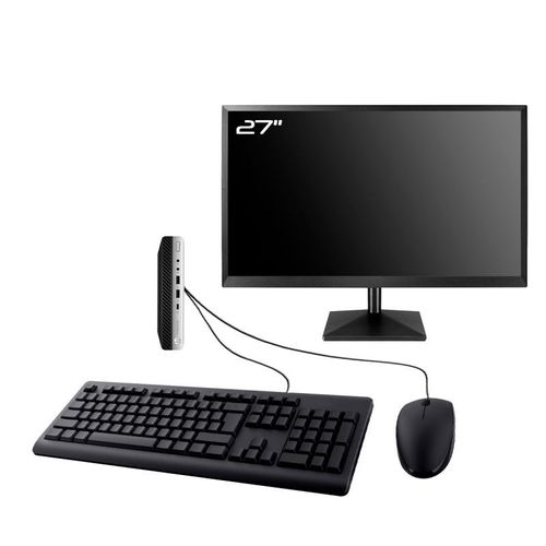 PC HP ProDesk 600 G4 DM Ecran 27" Intel I5-8400T RAM 16Go SSD 240Go W11 Wifi