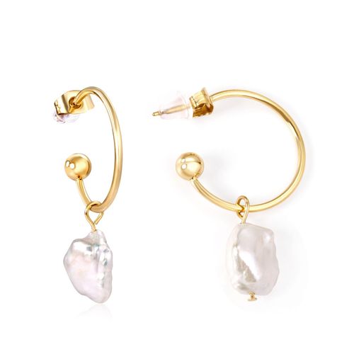 Collier De Luxe En Acier Inoxydable, Imitation De Perle Irrégulière, Boucle D'oreille Goutte, Bijoux De Mode, Fête, Vente En Gros, Brinco De Mariage