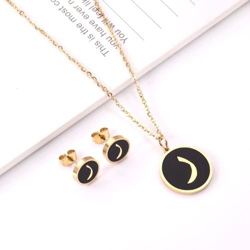 Luxusteel-Collier Pendentif Lettres Arabes En Acier Inoxydable, Incontinuité, En Or Noir, Coquille De Document, Fête Ami