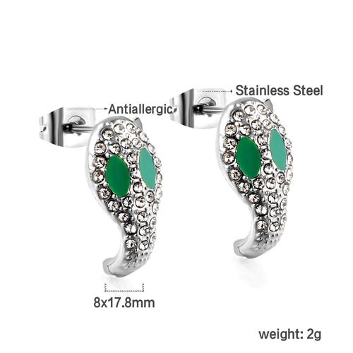 Luxusteel-Boucles D'oreilles En Acier Inoxydable Plaqué Or Pour Femme, Clip, Amour, C¿Ur, Vert, Noir, Rouge, Strass Cz, Accessoires Y2k