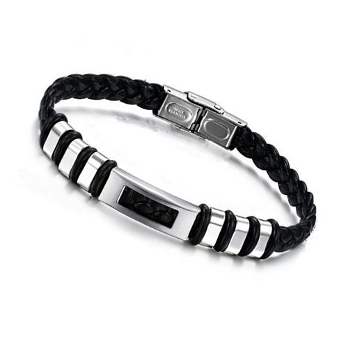 Luxusteel-Bracelet En Cuir Véritable Pour Homme, Acier Au Titane, Structure De Dégager, Bracelets Et Bracelets, Cadeau Pour Meilleur Ami, Bijoux De Fête