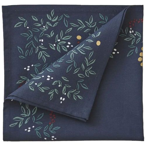 Serviette De Table En 100% Coton 47x47 Cm Lueur D'hiver Bleu Ardoise