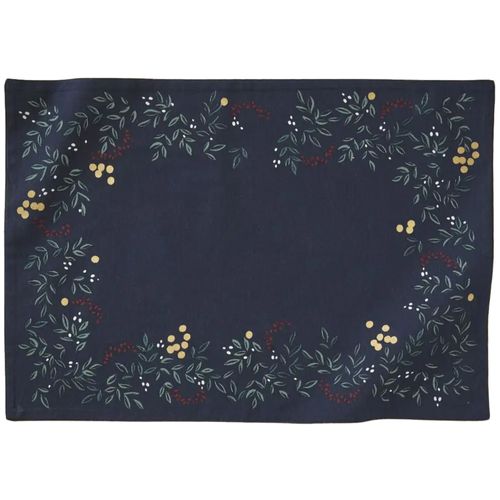 Set De Table En 100% Coton 35x50 Cm Lueur D'hiver Bleu Ardoise