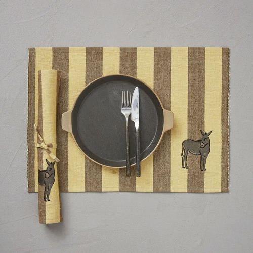 Set De Table 100% Coton 33x48 Cm Cévennes Jaune Caramel
