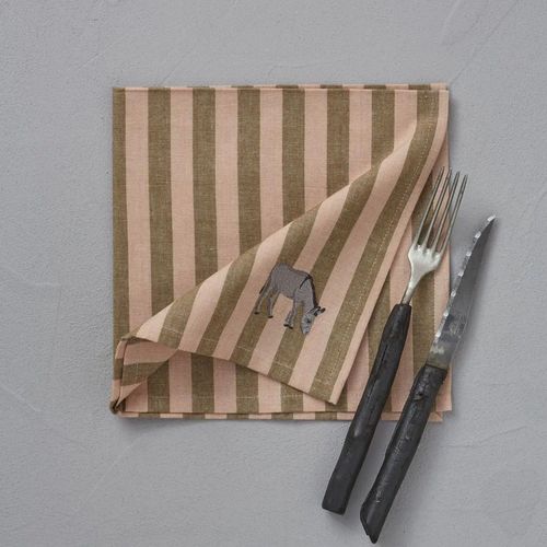 Serviette De Table 100% Coton 47x47 Cm Cévennes Rose Caramel