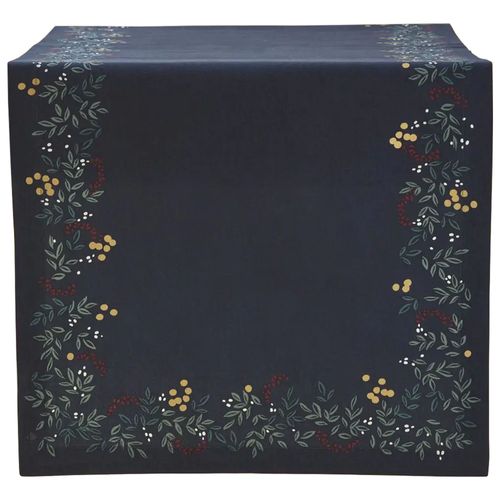 Chemin De Table En 100% Coton 50x150 Cm Lueur D'hiver Bleu Ardoise