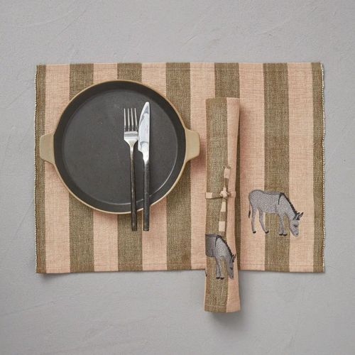 Set De Table 100% Coton 33x48 Cm Cévennes Rose Caramel